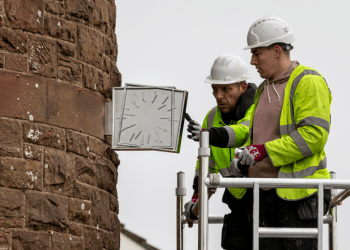 Temporary artwork installed on Seascale water tower