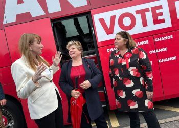 Deputy Labour leader Angela Rayner rolls into Carlisle on battle bus