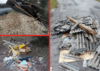 Waste including asbestos sheets fly-tipped in South Cumbrian countryside