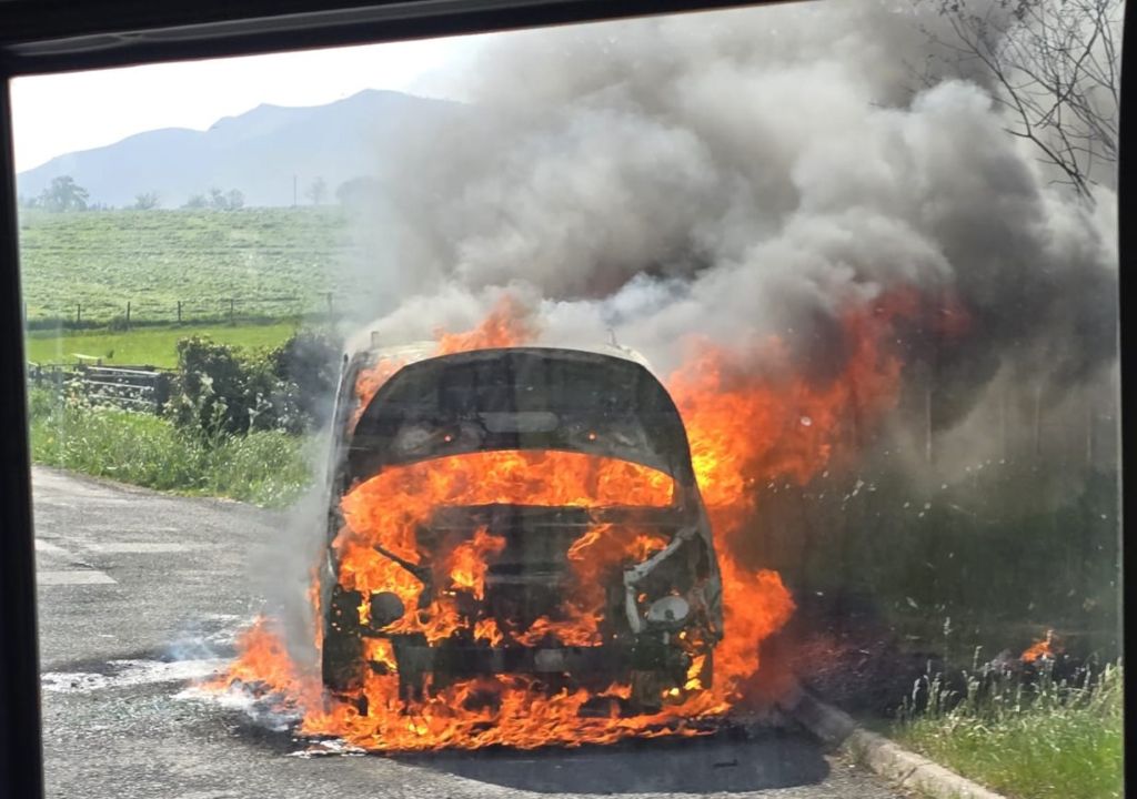 Emergency services tackle vehicle fire off A66
