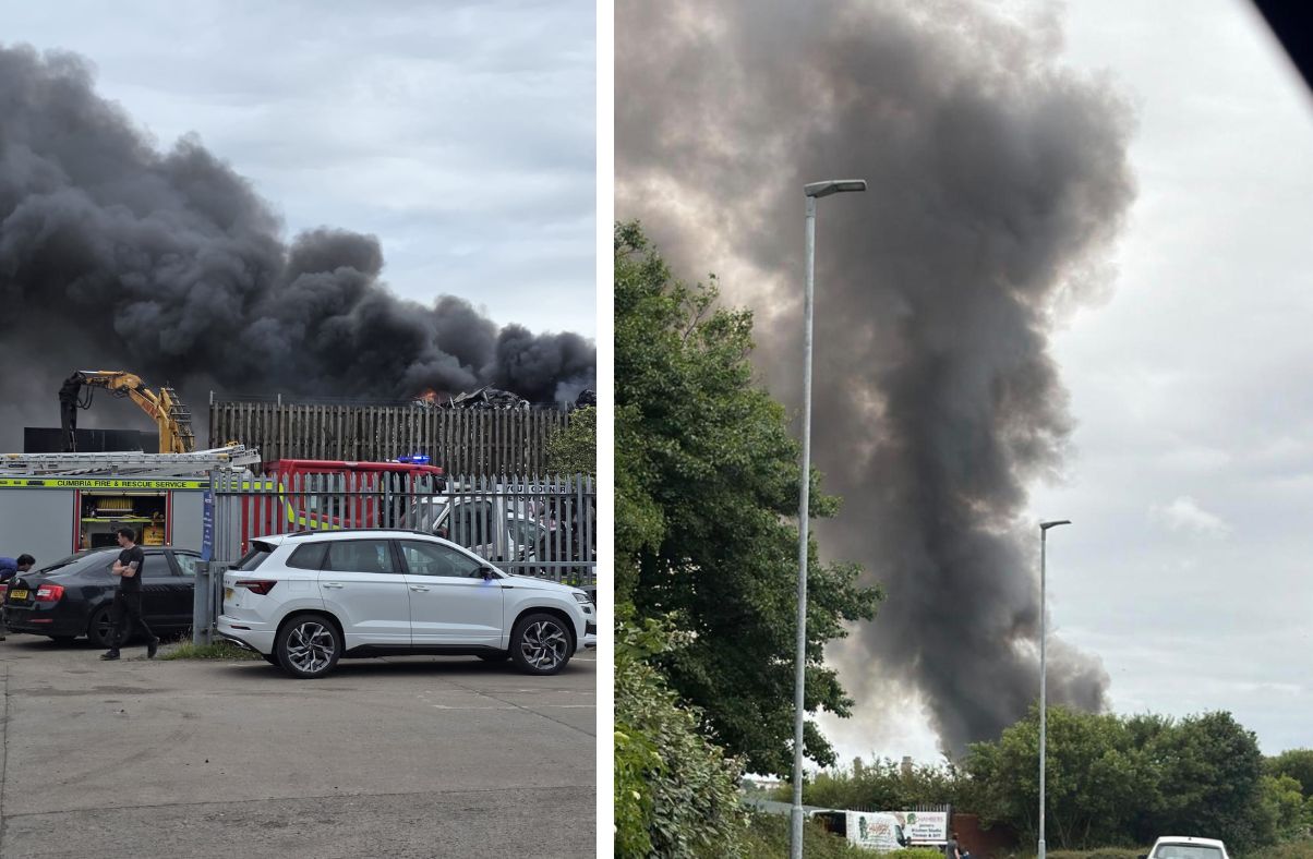 Firefighters tackle blaze at Workington scrapyard